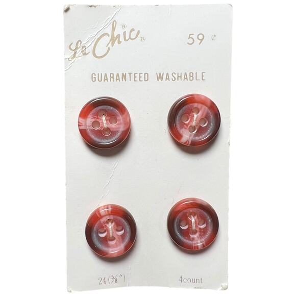Vintage Le Chic Rust Brown Marbled Buttons Taiwan NOS Blumenthal - Picture 2 of 3